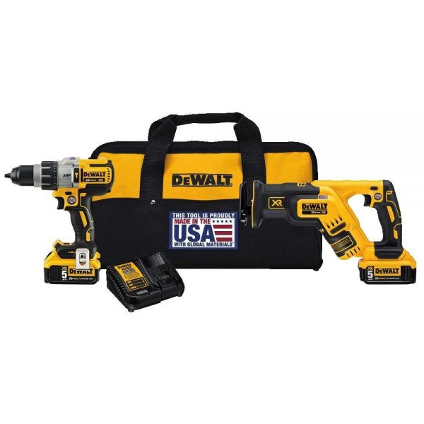 DEWALT DCK294P2 20V Max XR Lithium Ion Hammerdrill & Reciprocating Saw Combo Kit, 50Ah Pack